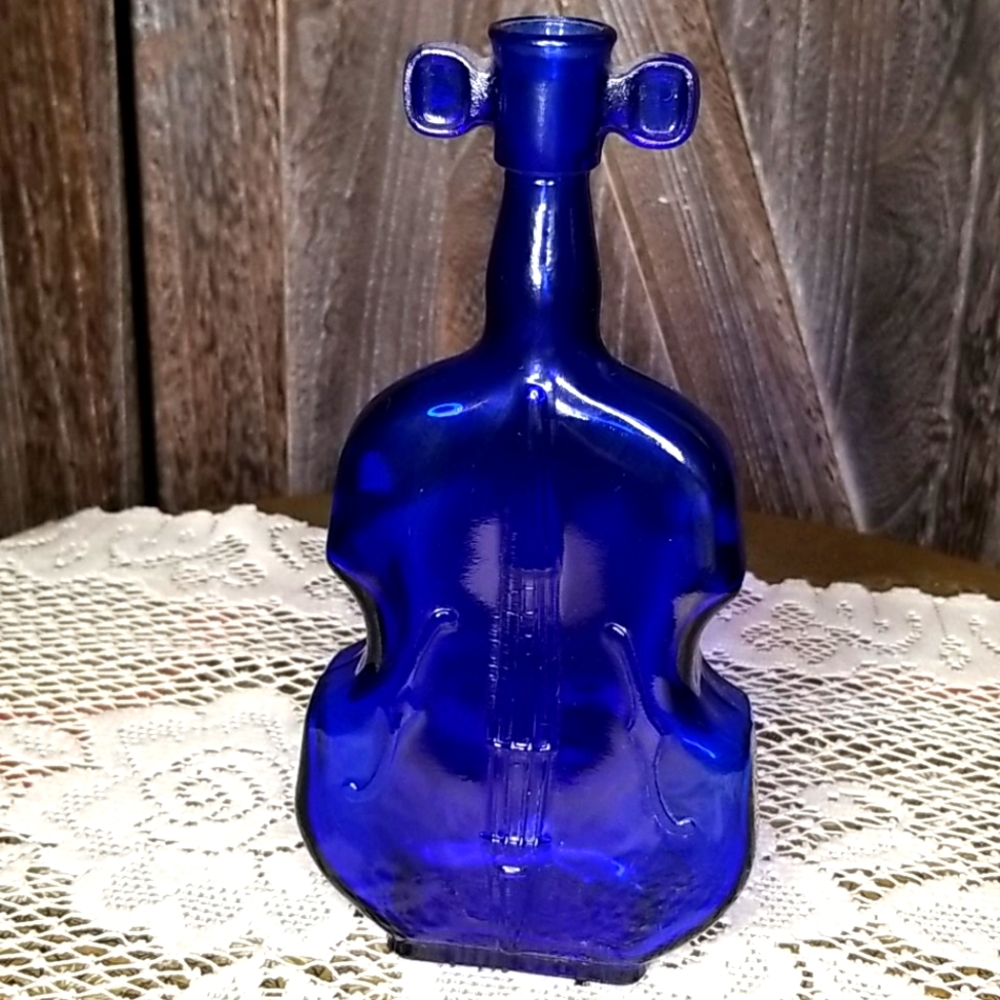 Vintage Colbalt Blue Glass Violin Bottle